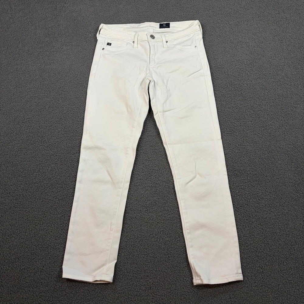 AG Adriano Goldschmied Pants Womens 24 White The Stilt Crop Cigarette Leg 8955